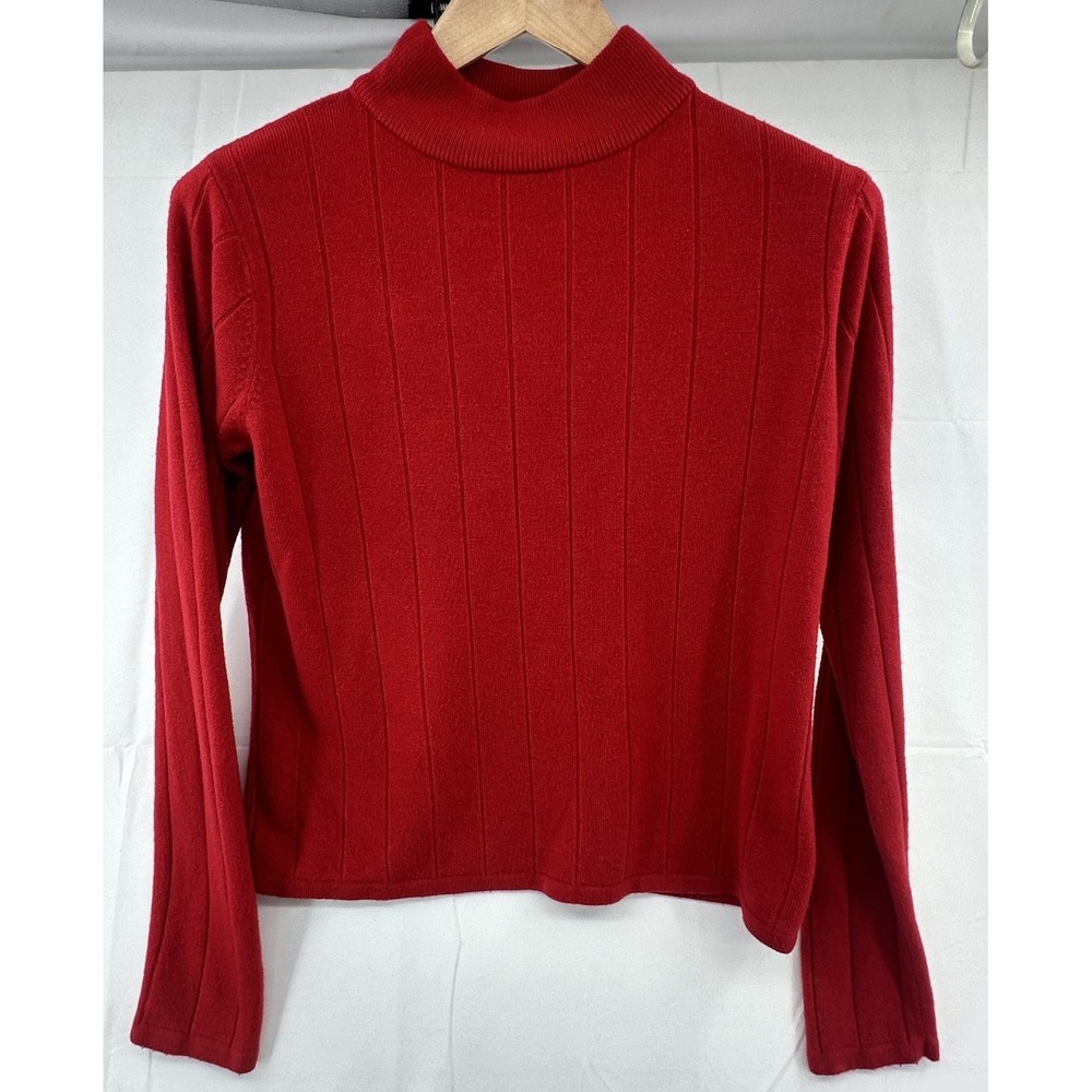 Croft and Barrow Women's Red Knit Sweater High Neck Casual Party Long Sleeve Red